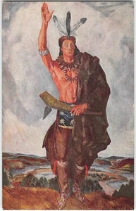 CHIEF PONTIAC Great Lakes Native American Indian Michigan 1950s Vintage Postcard - Picture 1 of 2