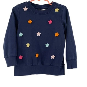 HANNA ANDERSSON All Play Sweatshirt Size 4 Toddler French Terry 3-D Stars Navy - Picture 1 of 10