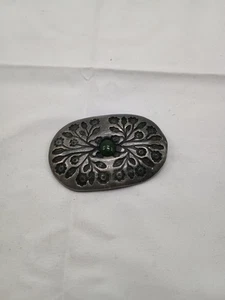 Vintage Belt Indiana Metal Craft Pewter Lace with jade Belt Buckle - Picture 1 of 3