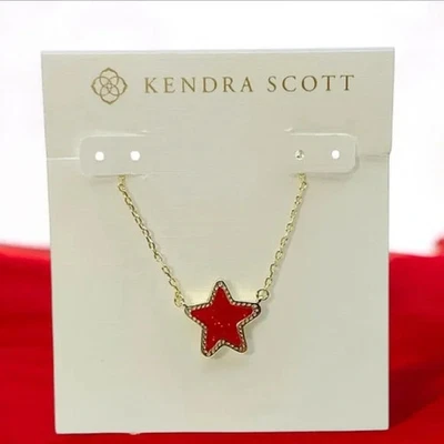 NEW Kendra Scott Jae Star Red drusy Gold Plated Necklace - Image 1 of 4