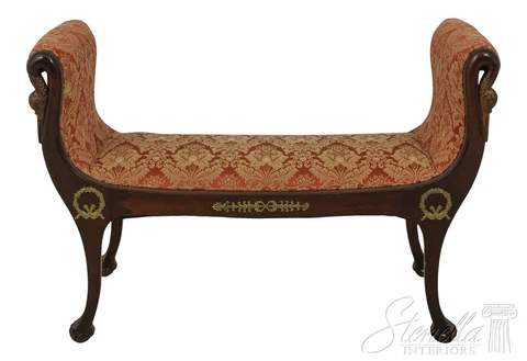 F58798EC: Vintage 1920s French Empire Swan Upholstered Bench Cover