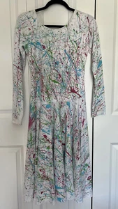 Halloween Costume Dance White Splash Painted Blue Green Pink Dress Women's XL - Picture 1 of 10