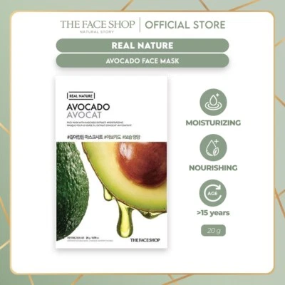 4 Packungen @20 Gramm Real Nature Avocado Extrakt Maske Blatt kostenloser Versand - Bild 1 von 3