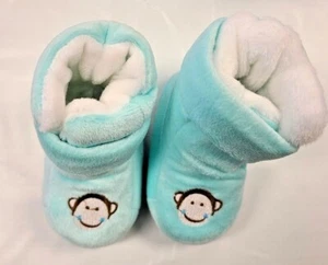 Rutschfeste Hausschuhe pelzige Stiefel Schuhe für Kleinkinder (Aqua/Affe & Blau/Bär) 1 Paar - Bild 1 von 6