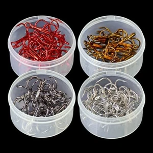 20pc/Box Fishing Hook 2/4/6/8/10# Fishhook High Carbon Steel Treble Hooks Tackle - Picture 1 of 15