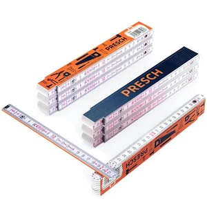 Presch Zollstock Set 2m mit Winkelfunktion | 6 Stk. | Holz | Orange / Blau - Bild 1 von 8