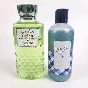 Bath Body Works Gingham Fresh~Peach~Clementine~Bubble Bath & Shower Gel~Set of 2 - Picture 1 of 2