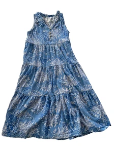 Lilly Pulitzer Youth Small 4-5 Blue Floral Tiered Tank Dress - Picture 1 of 4