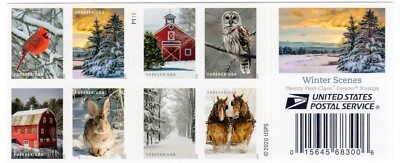 Scott #5541b (5532-5541) Winter Scenes Booklet of 20 Forever Stamps - MNH UV - Image 1 of 4