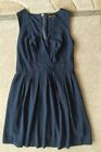 STYLE sz S-M/8-10 navy lined polyester zip summer party knee dress