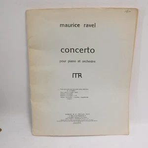 Vtg Ravel Concerto for Piano Orchestra Score Partition 4 Hands 2 Scores Durand - Picture 1 of 9