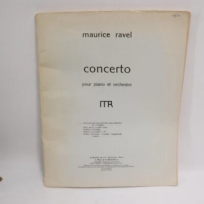 Vtg Ravel Concerto for Piano Orchestra Score Partition 4 Hands 2 Scores Durand - Image 1 of 4