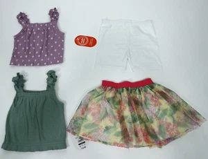Toddler Girls 4 Piece Sleeveless Tops Shorts Skirt Outfit Set Size 2T NEW - Picture 1 of 5