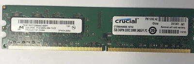 Crucial Technology 2GB Desktop DDR2 800 PC2-6400 DDR2 DIMM - CT25664AA800 TESTED - Image 1 of 2
