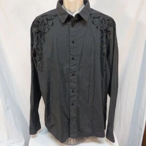 CJ Black Black Striped with Embroidery Pattern Shirt Size XXL - Picture 1 of 5
