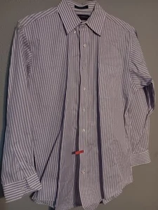 Daniel Cremieux Purple and White Stripe Button Up Long Sleeve Shirt 15.5 /34 - Picture 1 of 5