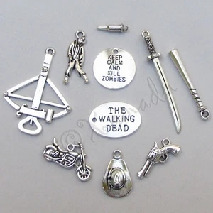The Walking Dead Charms Antiqued Silver Plated 10PC Mix CM6569 - 10, 20 Or 50PCs - Picture 1 of 12