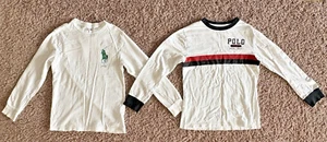Pair of Polo Ralph Lauren Boys Long Sleeve Crew Neck T-Shirts (White) - Size: M - Picture 1 of 4