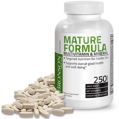 Multivitamínico Bronson Mature Formula para idosos, 250 comprimidos - Imagem 1 de 4
