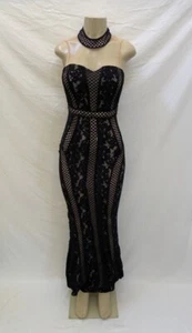 Windsor Size Small Black Floral Lace Sleeveless Maxi Mermaid Dress - Picture 1 of 9