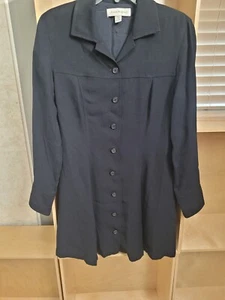 Ann Klein II Long Navy Blazer/Jacket-Lined-9 Button-Knee Length-Size 10 - Picture 1 of 9