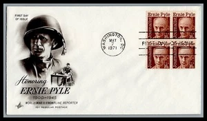 US FDC # 1398 16c Ernie Pyle ArtCraft block  1971, 9L958 - Picture 1 of 1