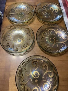 Pier 1 Vintage Salatschalen handbemalt Glas gold irisierend 5 Made in Italy - Bild 1 von 6