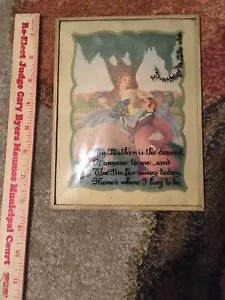Vintage Antique Framed Silhouette Poem Mother Glass 40s - Picture 1 of 4
