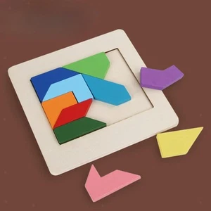Wooden Tangram Puzzle Brain Teaser Puzzles Logical Mind Puzzles Fun Shape - Picture 1 of 7