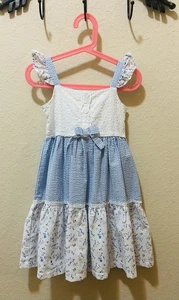 Blueberi Boulevard Dress Size Girls 6 White And Blue - Picture 1 of 6