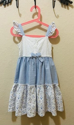 Blueberi Boulevard Dress Size Girls 6 White And Blue - Image 1 of 4