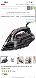 Russell Hobbs Steam Iron PowerSteam Ultra, 3100W, Ceramic Soleplate - Rpp £70 - Picture 1 of 5