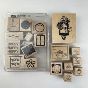 Vtg Stampin Up Holiday Polka Dot Party Lot of 18 Stamps Pilgrim Easter Fireworks - Picture 1 of 13