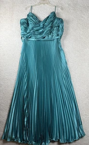 Betsy & Adam Dress Womens 24 Teal Pleated Gown Evening Formal Maxi Plus Size - Picture 1 of 12