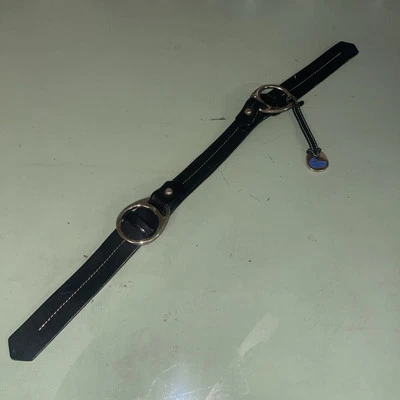 Dooney Bourke Leather Single Stitch Double Buckle Replacement Strap Black Silver - Imagem 1 de 3