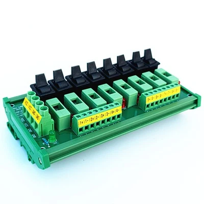 DIN Rail Mount 8 Position Toggle Switch AC/DC Power Distribution Strip Module - Image 1 of 4
