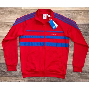 Adidas Originals First TT Track Jacket Mens Medium Red Blue Stripe Full Zip NWT - Picture 1 of 6