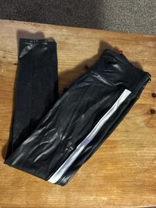 Spanx Leggings Womens Size Small Black Faux Leather Striped Stretch Pants - Picture 1 of 6