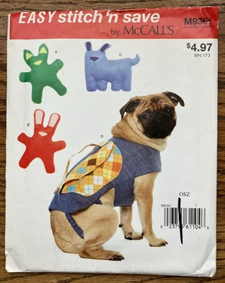 Stitch N Save Pattern M9361 Dog Toys & Backpack Coat Sz XS - XL - Image 1 of 3