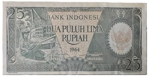 Indonesia 25 RUPIA 1964 circolate e macchiate - Foto 1 di 2