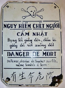 Indochine War - French Foreign Legion - 1950's Electric Fence Sign - Vietnam War - Picture 1 of 14