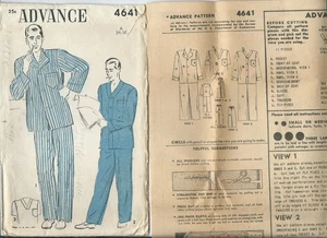 A 4641 sewing pattern 40's man PAJAMAS long or short Sleeves Trousers size 34-36 - Picture 1 of 1