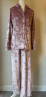 Tahari Crushed Velvet Pajamas Medium Pink Barbie Fairy - Image 1 of 4