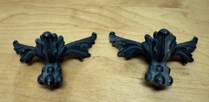 2 Antique Bronze / Brass Mantle Shelf Clock Claw Feet Corner Trim - Picture 1 of 7