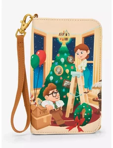 Portafoglio Loungefly Disney Pixar Up Carl & Ellie Albero di Natale Tech Wristlet Nuovo - Foto 1 di 4