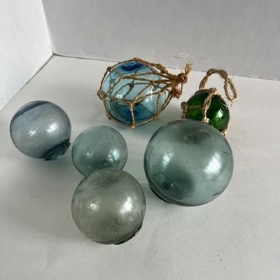 Flotadores de red de pesca de vidrio japonés vintage Foto 1 de 4