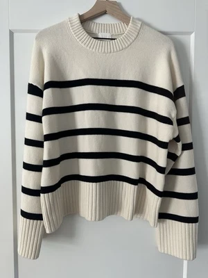 Suéter grueso grande a rayas blanco y negro de gran tamaño tejido para mujer H&M Foto 1 de 4