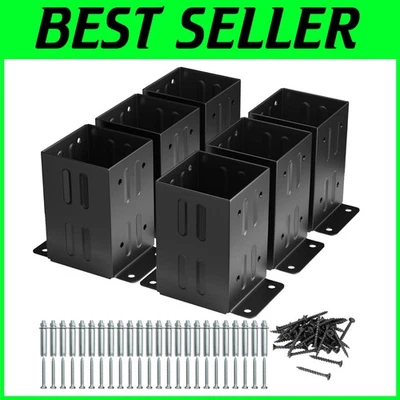 Steel Black Powder Coated Post Anchor 4x4, 6-Pack - Image 1 of 4