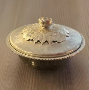 MCM Continental Silver Wild Rose Aluminum Nut Candy Dish #1057 No Insert - Picture 1 of 15