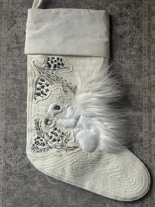 Crewelwork Christmas Stocking Pottery Barn Woodland Stockings Squirrel 19.5” - Picture 1 of 14